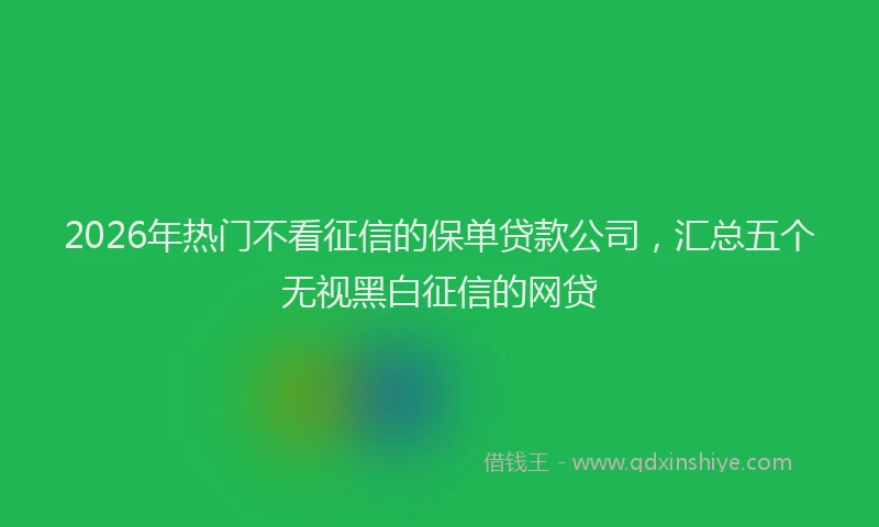 2026年热门不看征信的保单贷款公司，汇总五个无视黑白征信的网贷