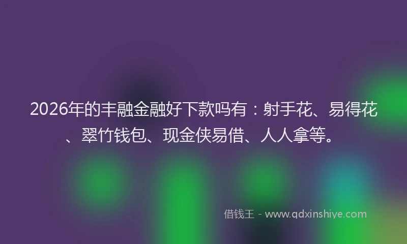 2026年的丰融金融好下款吗有：射手花、易得花、翠竹钱包、现金侠易借、人人拿等。