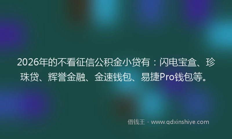 2026年的不看征信公积金小贷有：闪电宝盒、珍珠贷、辉誉金融、金速钱包、易捷Pro钱包等。