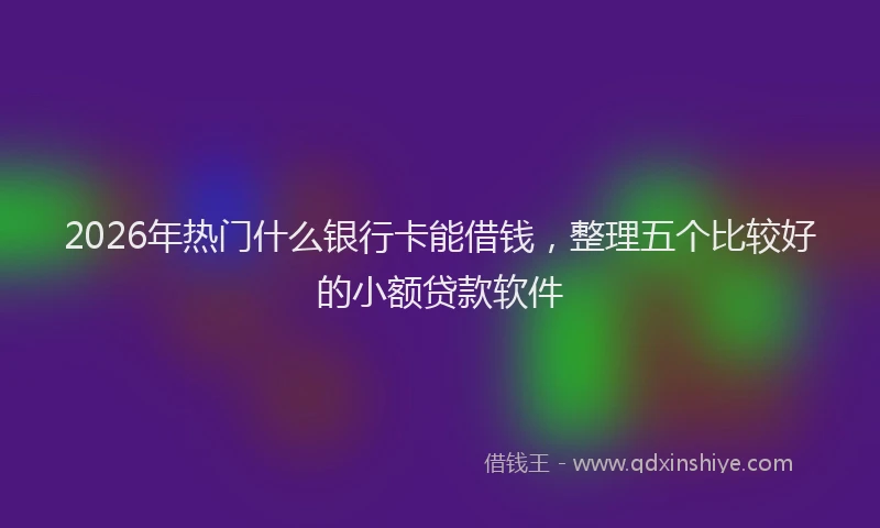 2026年热门什么银行卡能借钱，整理五个比较好的小额贷款软件