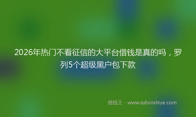 2026年热门不看征信的大平台借钱是真的吗，罗列5个超级黑户包下款
