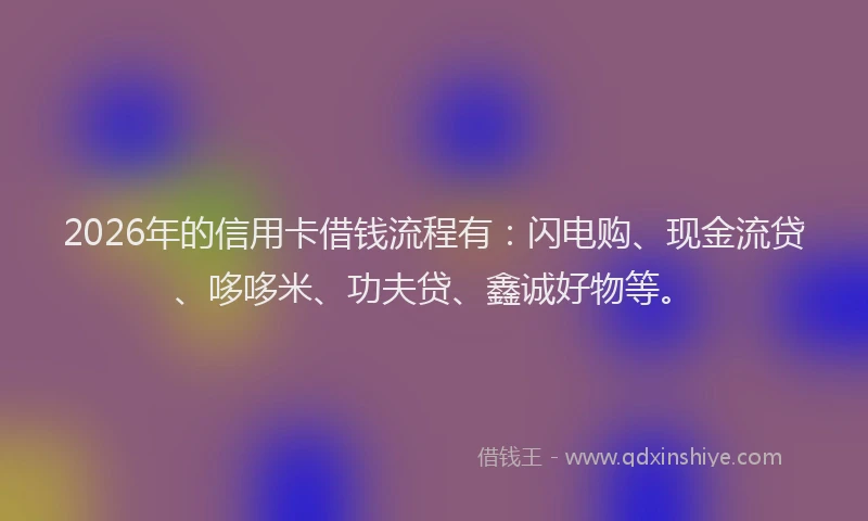 2026年的信用卡借钱流程有：闪电购、现金流贷、哆哆米、功夫贷、鑫诚好物等。