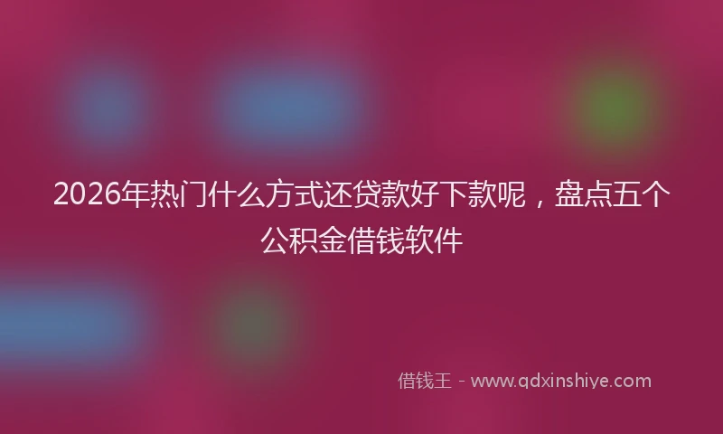 2026年热门什么方式还贷款好下款呢，盘点五个公积金借钱软件