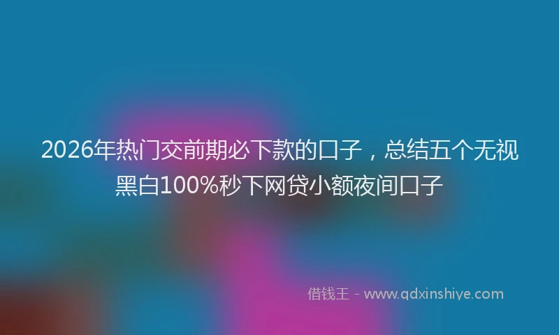 2026年热门交前期必下款的口子，总结五个无视黑白100%秒下网贷小额夜间口子