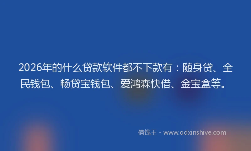 2026年的什么贷款软件都不下款有：随身贷、全民钱包、畅贷宝钱包、爱鸿森快借、金宝盒等。