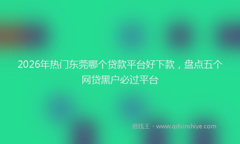 2026年热门东莞哪个贷款平台好下款，盘点五个网贷黑户必过平台