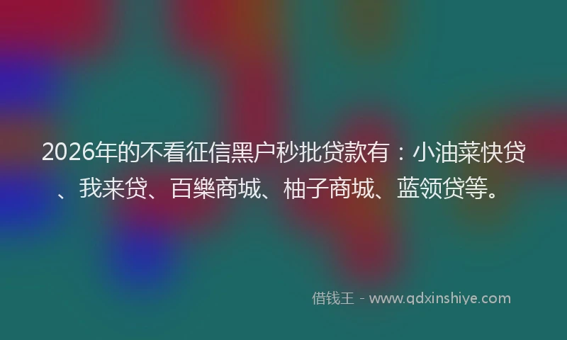 2026年的不看征信黑户秒批贷款有：小油菜快贷、我来贷、百樂商城、柚子商城、蓝领贷等。