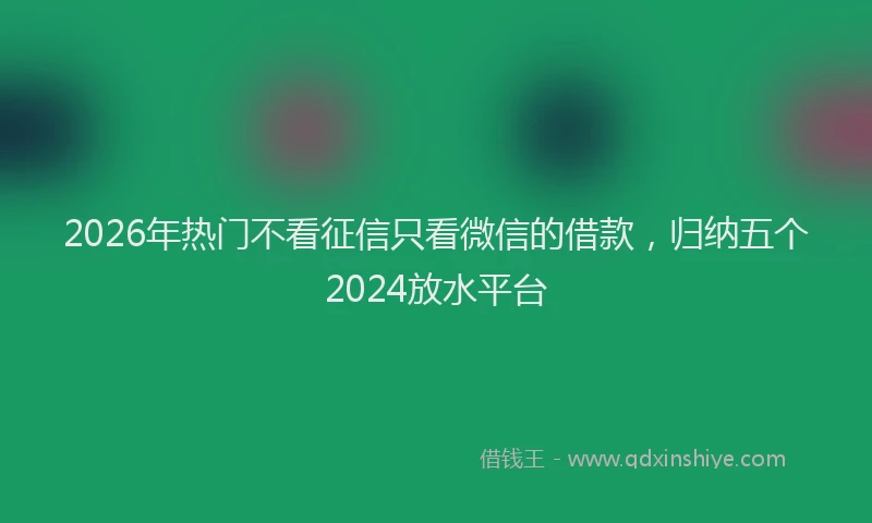2026年热门不看征信只看微信的借款，归纳五个2024放水平台