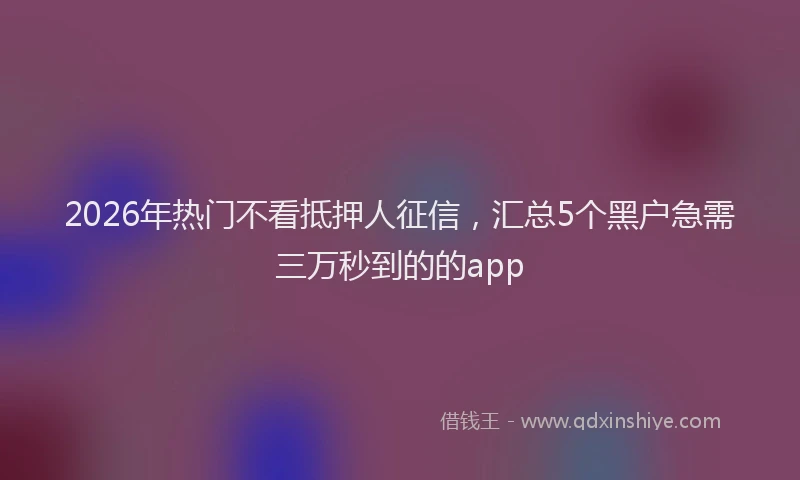 2026年热门不看抵押人征信，汇总5个黑户急需三万秒到的的app