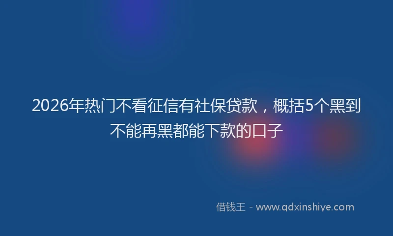 2026年热门不看征信有社保贷款，概括5个黑到不能再黑都能下款的口子