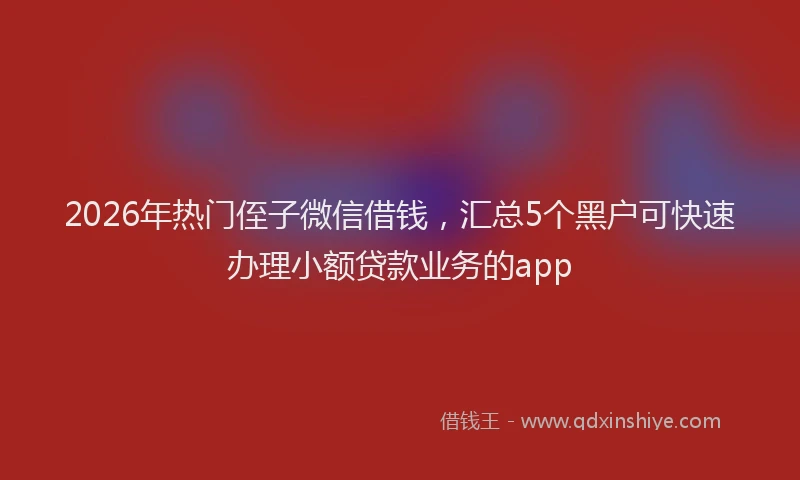 2026年热门侄子微信借钱，汇总5个黑户可快速办理小额贷款业务的app