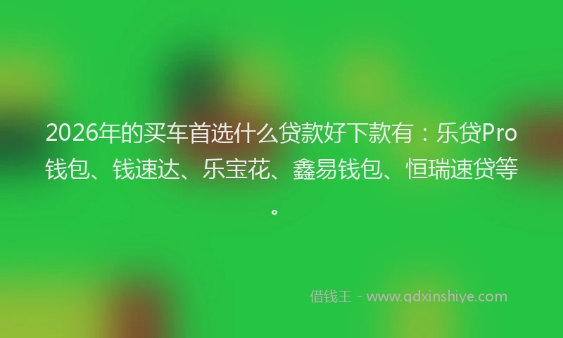 2026年的买车首选什么贷款好下款有：乐贷Pro钱包、钱速达、乐宝花、鑫易钱包、恒瑞速贷等。