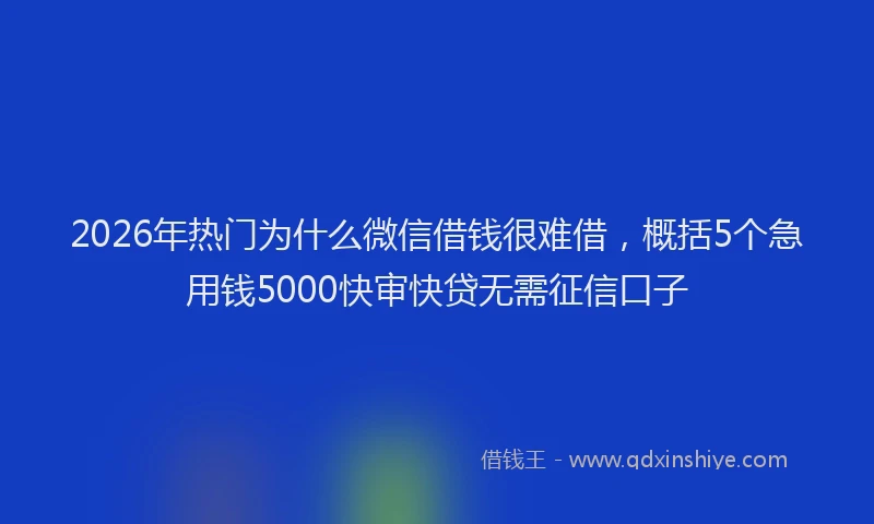 2026年热门为什么微信借钱很难借，概括5个急用钱5000快审快贷无需征信口子