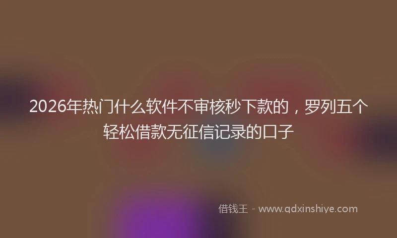 2026年热门什么软件不审核秒下款的，罗列五个轻松借款无征信记录的口子