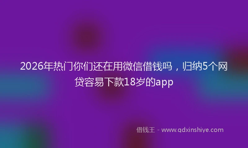 2026年热门你们还在用微信借钱吗，归纳5个网贷容易下款18岁的app