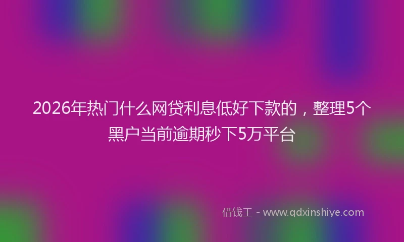 2026年热门什么网贷利息低好下款的，整理5个黑户当前逾期秒下5万平台
