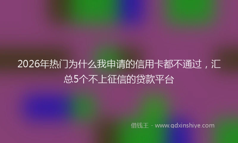 2026年热门为什么我申请的信用卡都不通过，汇总5个不上征信的贷款平台