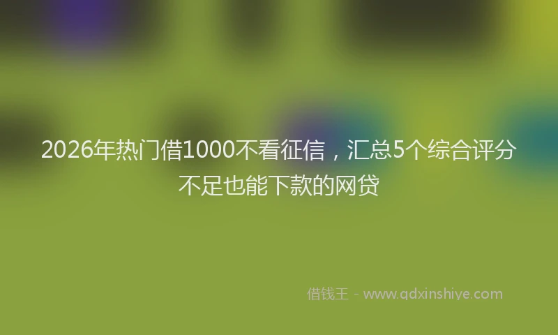 2026年热门借1000不看征信，汇总5个综合评分不足也能下款的网贷