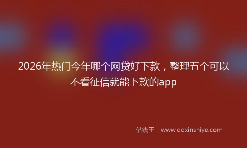 2026年热门今年哪个网贷好下款，整理五个可以不看征信就能下款的app