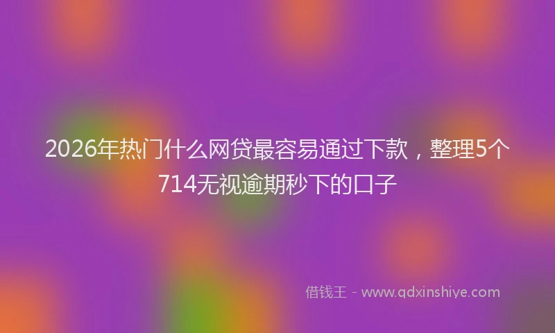 2026年热门什么网贷最容易通过下款，整理5个714无视逾期秒下的口子