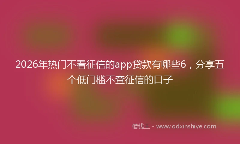 2026年热门不看征信的app贷款有哪些6，分享五个低门槛不查征信的口子