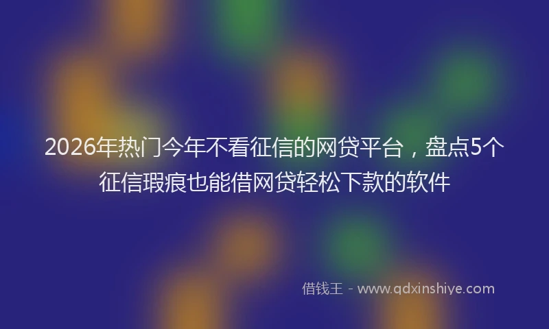 2026年热门今年不看征信的网贷平台，盘点5个征信瑕疵也能借网贷轻松下款的软件