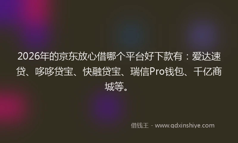 2026年的京东放心借哪个平台好下款有：爱达速贷、哆哆贷宝、快融贷宝、瑞信Pro钱包、千亿商城等。
