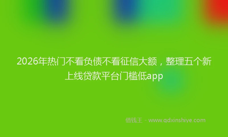 2026年热门不看负债不看征信大额，整理五个新上线贷款平台门槛低app