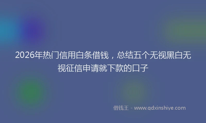 2026年热门信用白条借钱，总结五个无视黑白无视征信申请就下款的口子