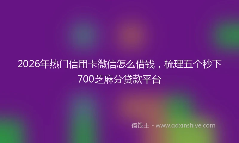 2026年热门信用卡微信怎么借钱，梳理五个秒下700芝麻分贷款平台