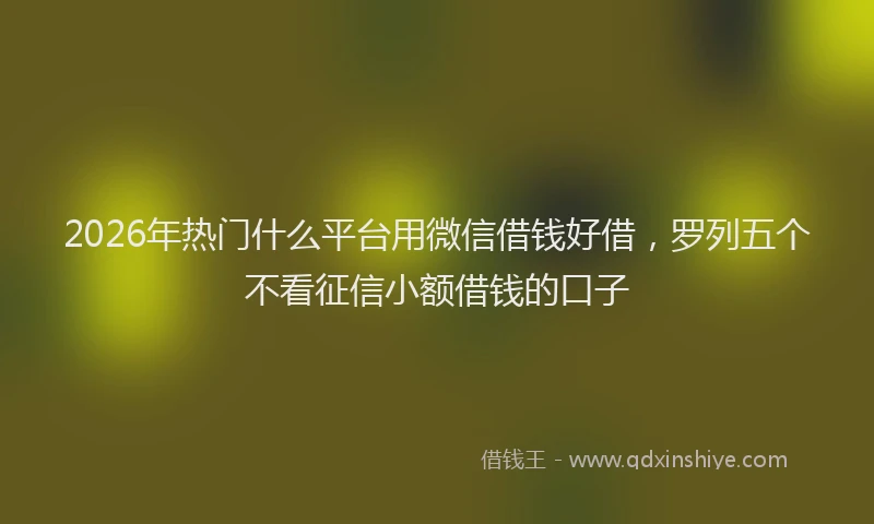 2026年热门什么平台用微信借钱好借，罗列五个不看征信小额借钱的口子