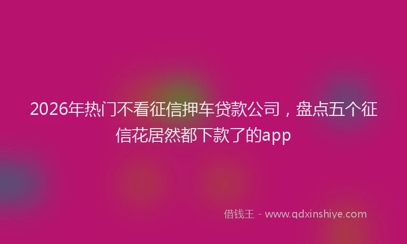 2026年热门不看征信押车贷款公司，盘点五个征信花居然都下款了的app