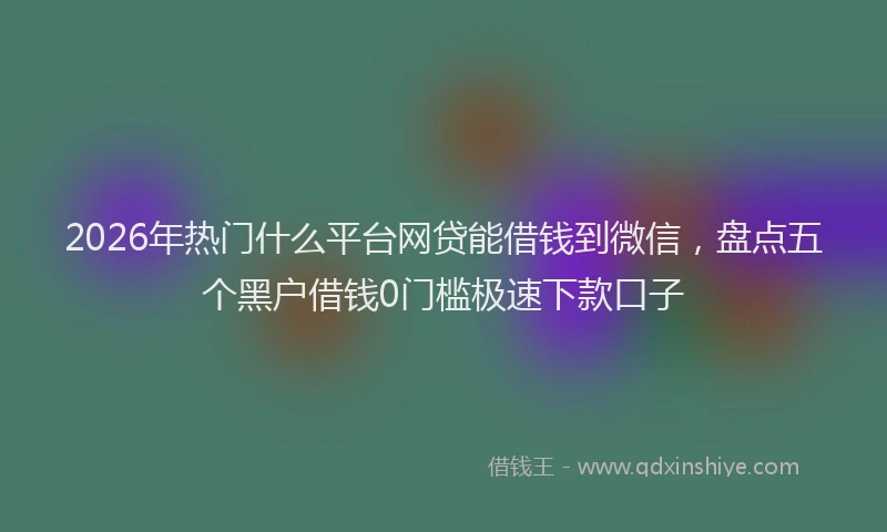 2026年热门什么平台网贷能借钱到微信，盘点五个黑户借钱0门槛极速下款口子