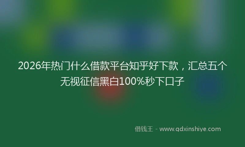 2026年热门什么借款平台知乎好下款，汇总五个无视征信黑白100%秒下口子