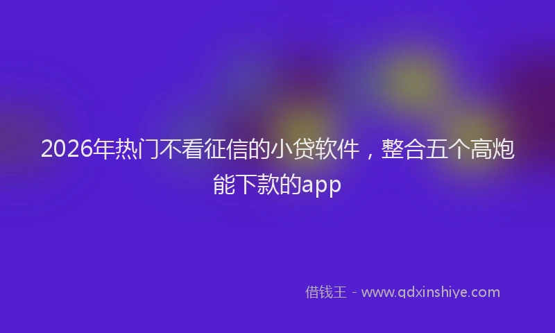 2026年热门不看征信的小贷软件，整合五个高炮能下款的app