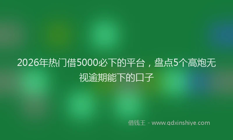2026年热门借5000必下的平台，盘点5个高炮无视逾期能下的口子
