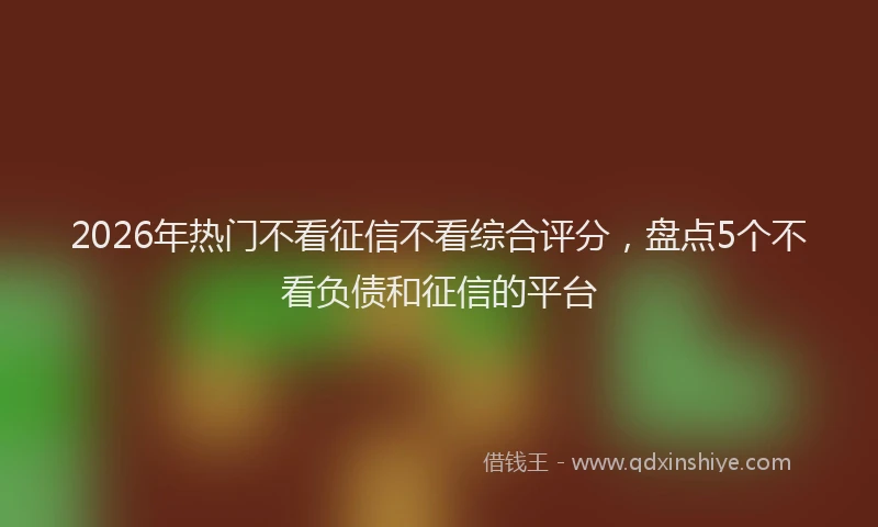 2026年热门不看征信不看综合评分，盘点5个不看负债和征信的平台