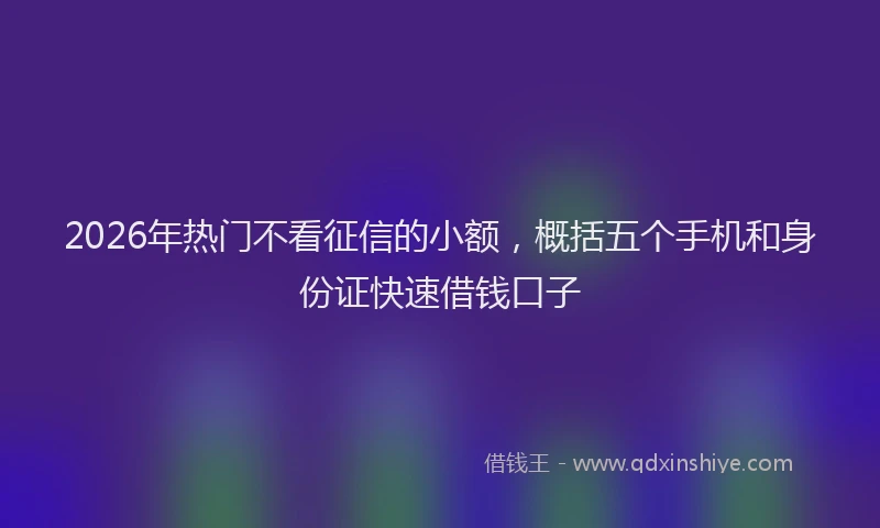 2026年热门不看征信的小额，概括五个手机和身份证快速借钱口子