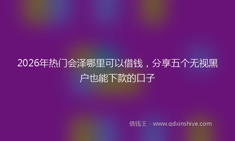 2026年热门会泽哪里可以借钱，分享五个无视黑户也能下款的口子