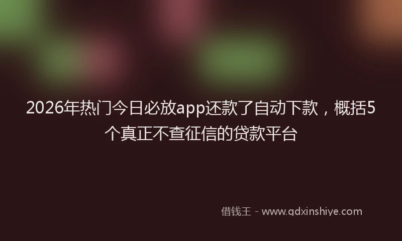 2026年热门今日必放app还款了自动下款，概括5个真正不查征信的贷款平台