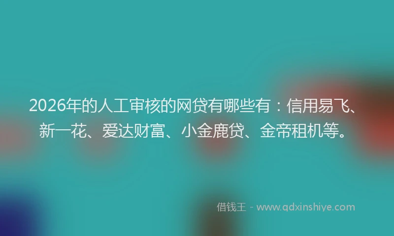 2026年的人工审核的网贷有哪些有：信用易飞、新一花、爱达财富、小金鹿贷、金帝租机等。