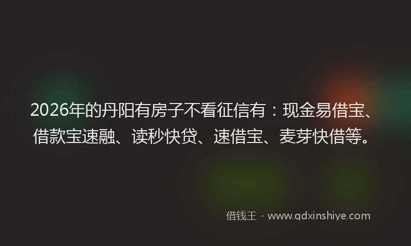 2026年的丹阳有房子不看征信有：现金易借宝、借款宝速融、读秒快贷、速借宝、麦芽快借等。