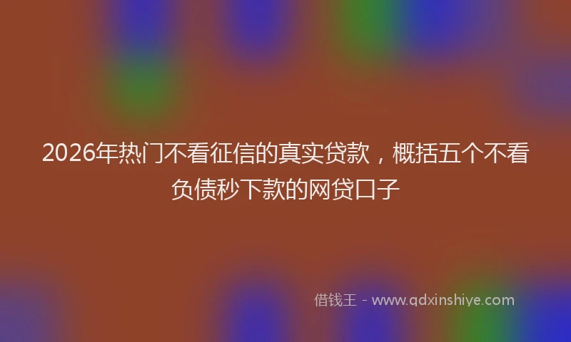 2026年热门不看征信的真实贷款，概括五个不看负债秒下款的网贷口子