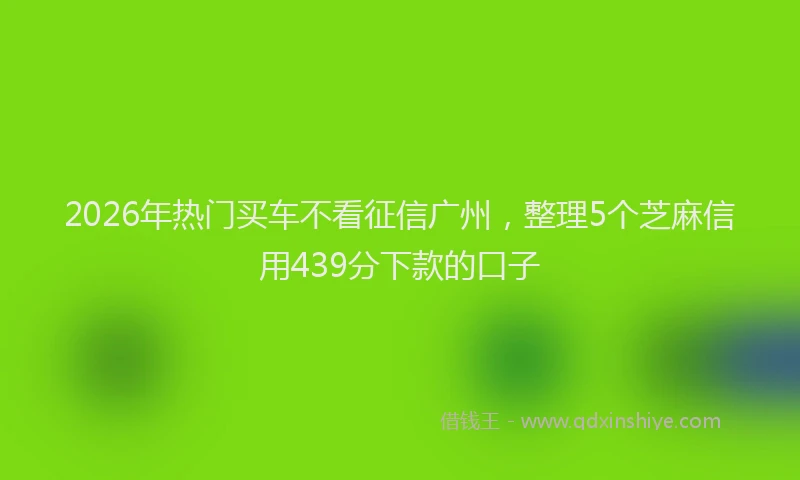 2026年热门买车不看征信广州，整理5个芝麻信用439分下款的口子