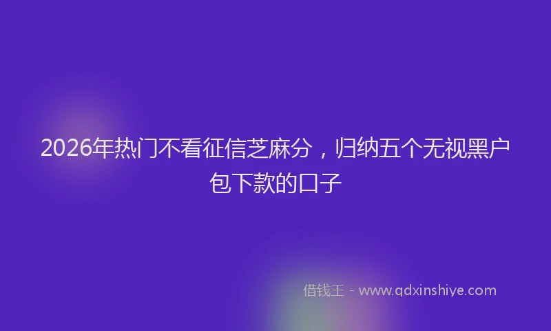 2026年热门不看征信芝麻分，归纳五个无视黑户包下款的口子