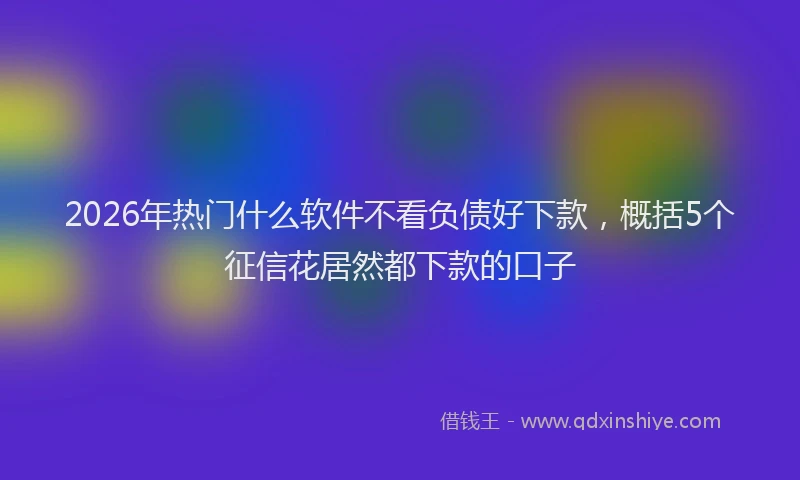 2026年热门什么软件不看负债好下款，概括5个征信花居然都下款的口子