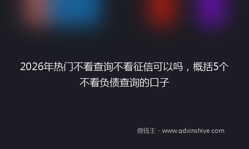 2026年热门不看查询不看征信可以吗，概括5个不看负债查询的口子