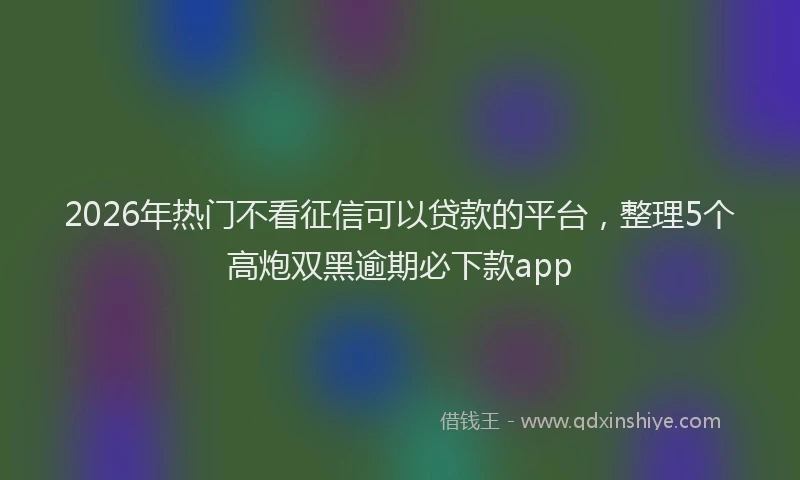 2026年热门不看征信可以贷款的平台，整理5个高炮双黑逾期必下款app