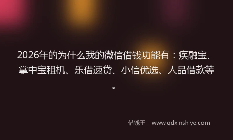 2026年的为什么我的微信借钱功能有：疾融宝、掌中宝租机、乐借速贷、小信优选、人品借款等。
