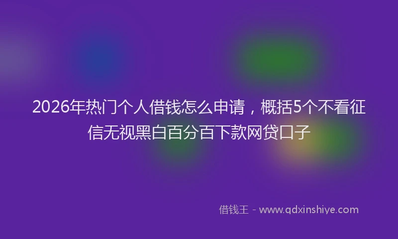 2026年热门个人借钱怎么申请，概括5个不看征信无视黑白百分百下款网贷口子